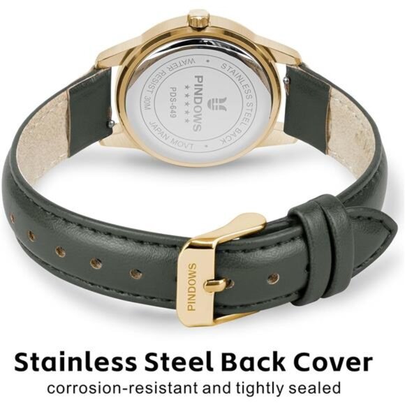 Slim Minimalist Quartz Analog Watch for Women, Gold-Tone Case - Picture 5 of 8